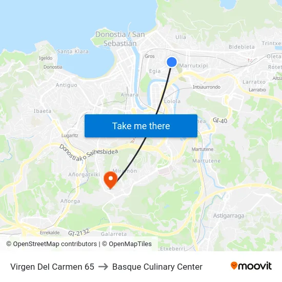 Virgen Del Carmen 65 to Basque Culinary Center map