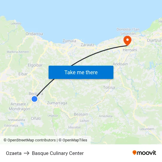 Ozaeta to Basque Culinary Center map