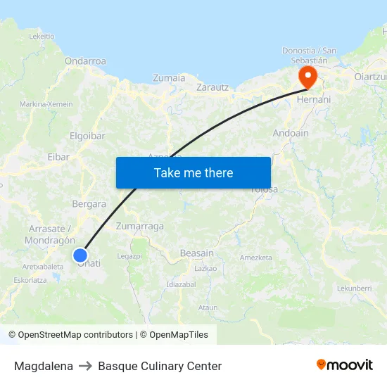 Magdalena to Basque Culinary Center map