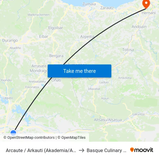 Arcaute / Arkauti (Akademia/Academia) to Basque Culinary Center map