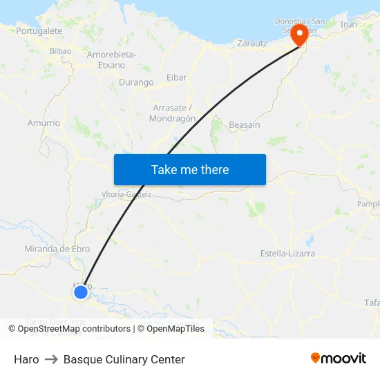 Haro to Basque Culinary Center map