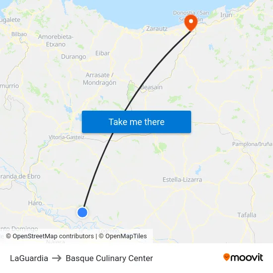 LaGuardia to Basque Culinary Center map