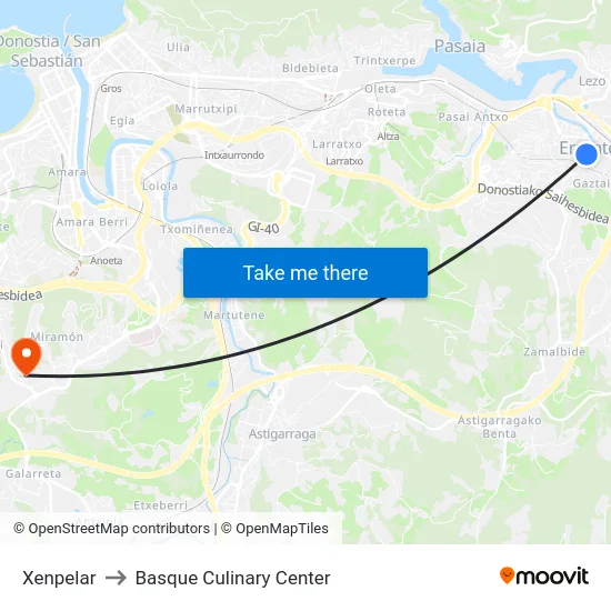 Xenpelar to Basque Culinary Center map