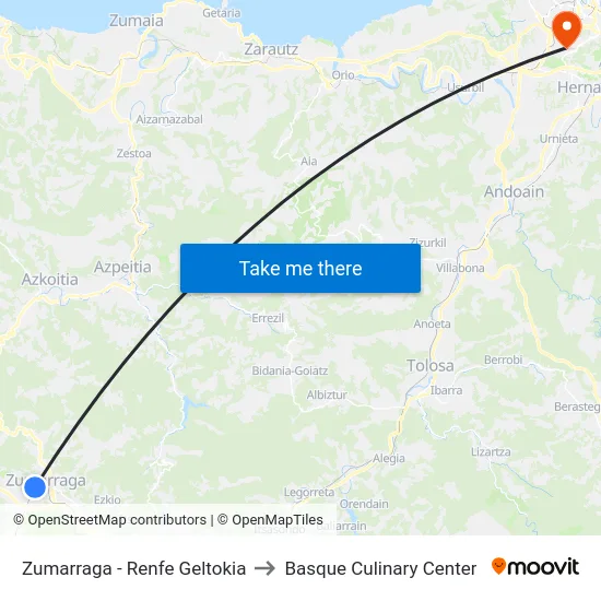 Zumarraga - Renfe Geltokia to Basque Culinary Center map