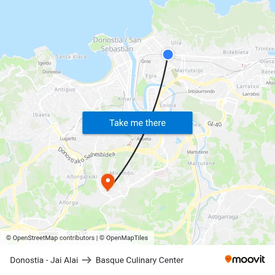 Donostia - Jai Alai to Basque Culinary Center map
