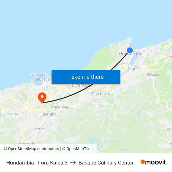 Hondarribia - Foru Kalea 3 to Basque Culinary Center map