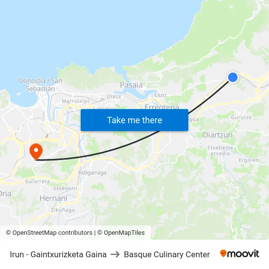 Irun - Gaintxurizketa Gaina to Basque Culinary Center map