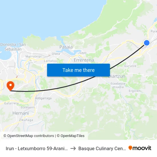 Irun - Letxumborro 59-Aranibar to Basque Culinary Center map