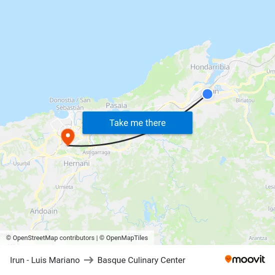 Irun - Luis Mariano to Basque Culinary Center map