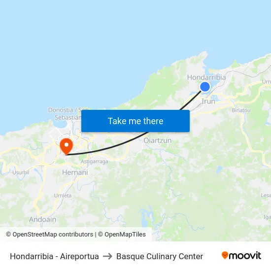 Hondarribia - Aireportua to Basque Culinary Center map