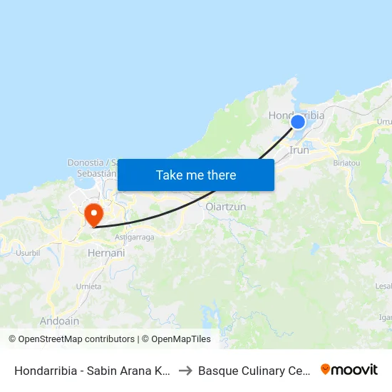 Hondarribia - Sabin Arana Kalea to Basque Culinary Center map