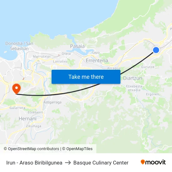 Irun - Araso Biribilgunea to Basque Culinary Center map
