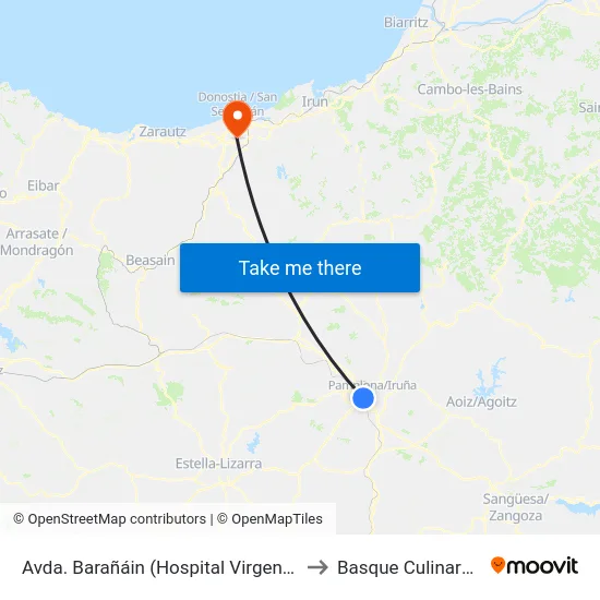 Avda. Barañáin (Hospital Virgen Del Camino) to Basque Culinary Center map