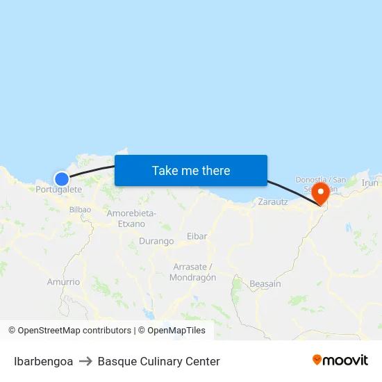 Ibarbengoa to Basque Culinary Center map