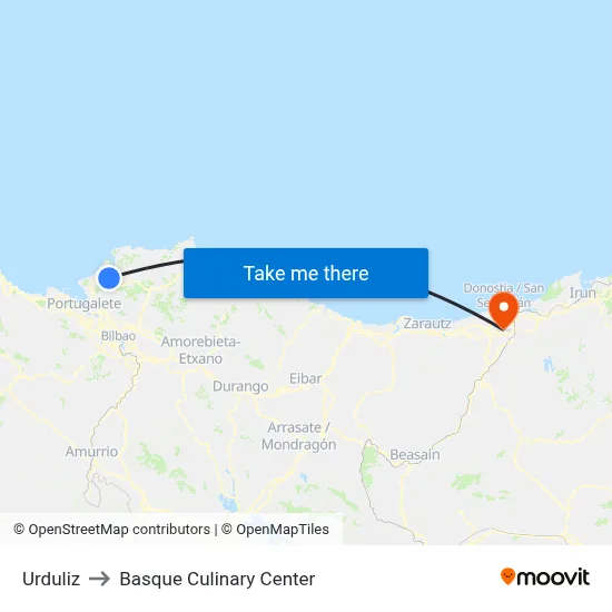 Urduliz to Basque Culinary Center map