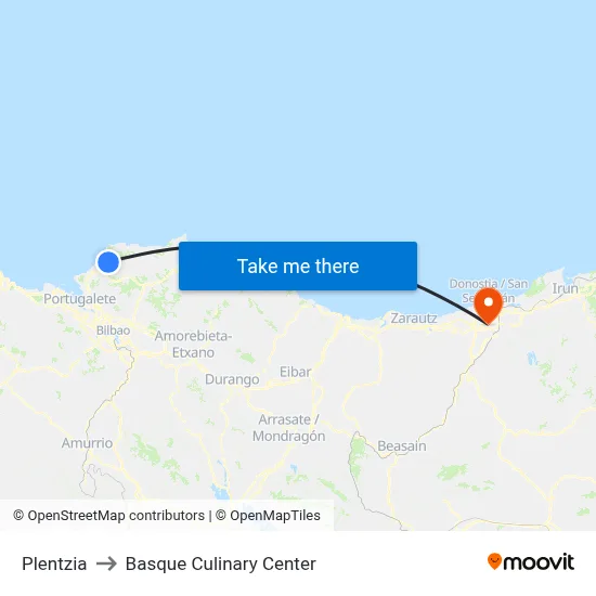 Plentzia to Basque Culinary Center map