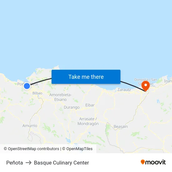 Peñota to Basque Culinary Center map