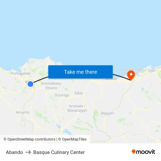 Abando to Basque Culinary Center map