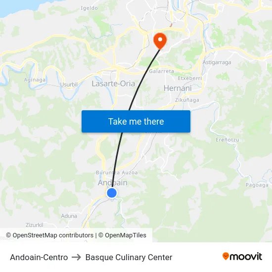 Andoain-Centro to Basque Culinary Center map