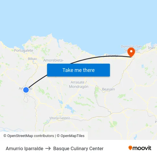 Amurrio Iparralde to Basque Culinary Center map