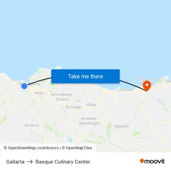 Gallarta to Basque Culinary Center map