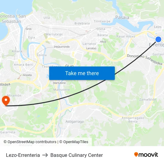 Lezo-Errenteria to Basque Culinary Center map