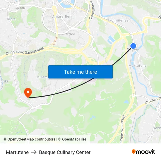 Martutene to Basque Culinary Center map