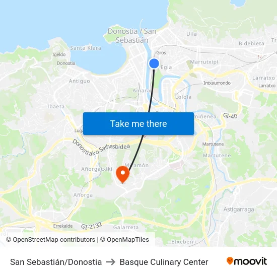 San Sebastián/Donostia to Basque Culinary Center map
