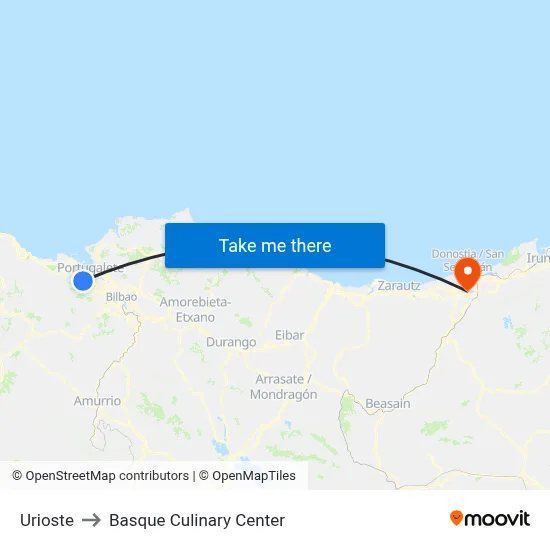 Urioste to Basque Culinary Center map