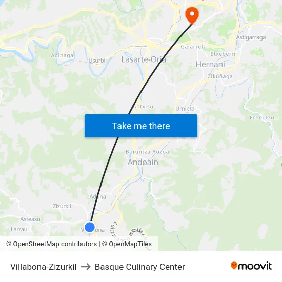 Villabona-Zizurkil to Basque Culinary Center map