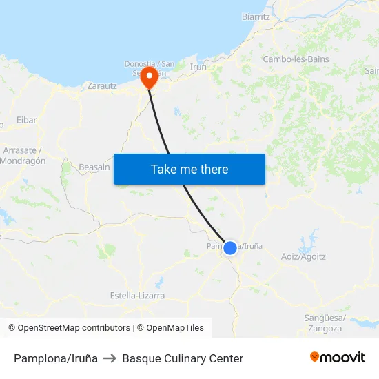Pamplona/Iruña to Basque Culinary Center map