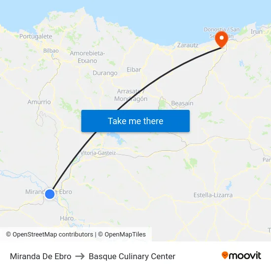Miranda De Ebro to Basque Culinary Center map