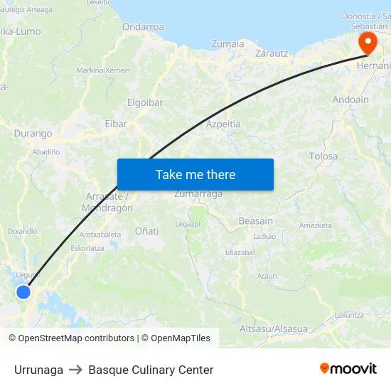 Urrunaga to Basque Culinary Center map