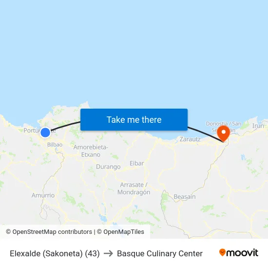 Elexalde (Sakoneta) (43) to Basque Culinary Center map
