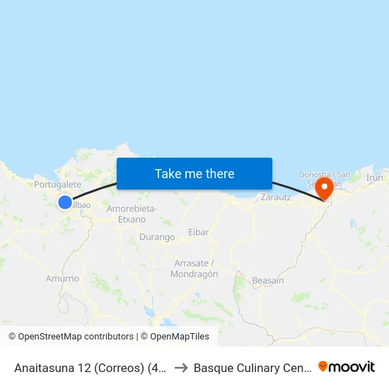 Anaitasuna 12 (Correos) (467) to Basque Culinary Center map