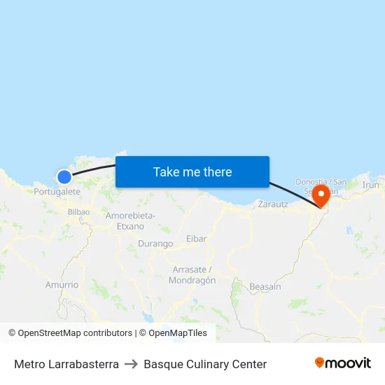 Metro Larrabasterra to Basque Culinary Center map