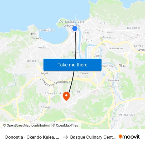 Donostia - Okendo Kalea, 10 to Basque Culinary Center map