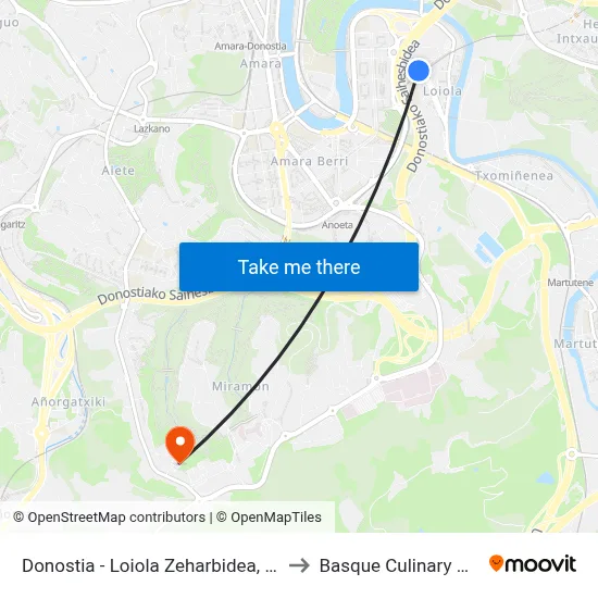 Donostia - Loiola Zeharbidea, La Salle to Basque Culinary Center map