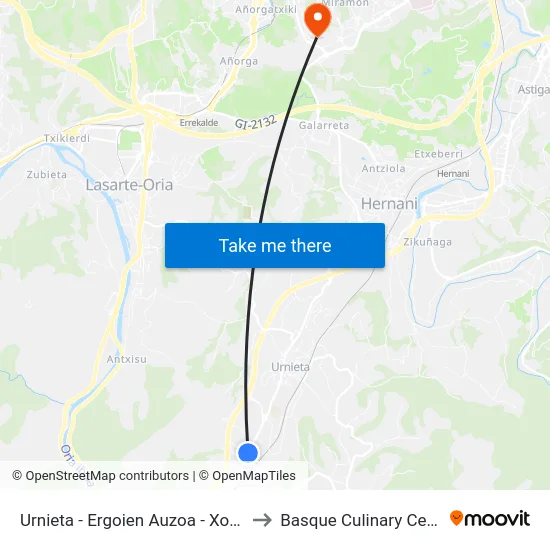 Urnieta - Ergoien Auzoa - Xoxoka to Basque Culinary Center map