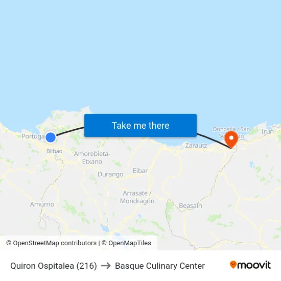 Quiron Ospitalea (216) to Basque Culinary Center map
