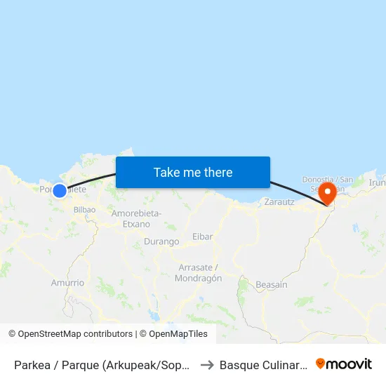 Parkea / Parque (Arkupeak/Soportales) (1321) to Basque Culinary Center map