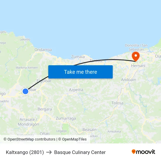 Kaltxango (2801) to Basque Culinary Center map