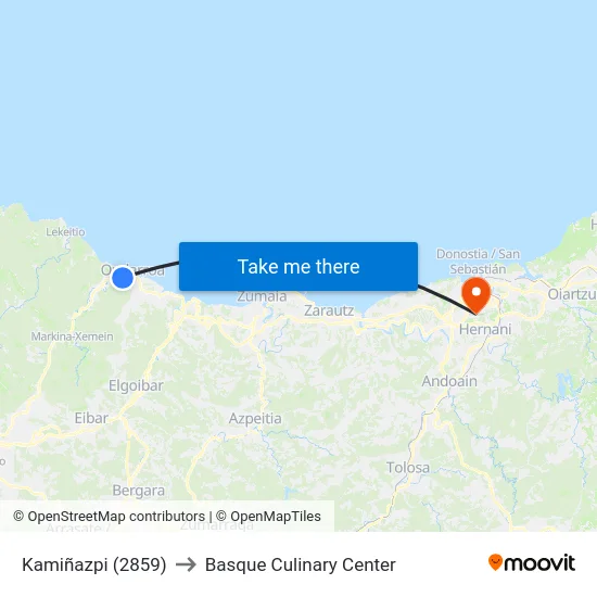 Kamiñazpi (2859) to Basque Culinary Center map