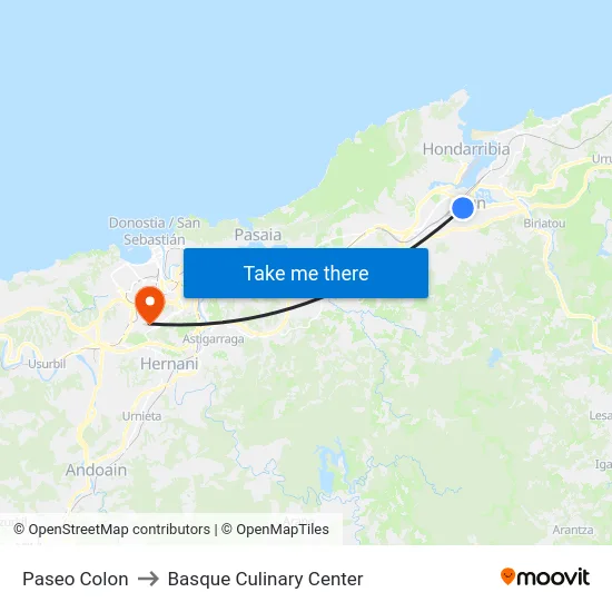 Paseo Colon to Basque Culinary Center map