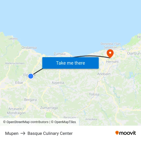 Mupen to Basque Culinary Center map