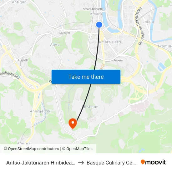 Antso Jakitunaren Hiribidea, 26 to Basque Culinary Center map