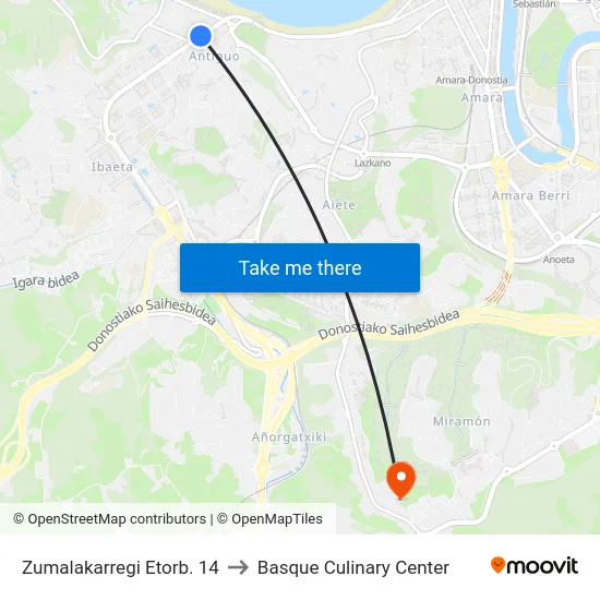 Zumalakarregi Etorb. 14 to Basque Culinary Center map