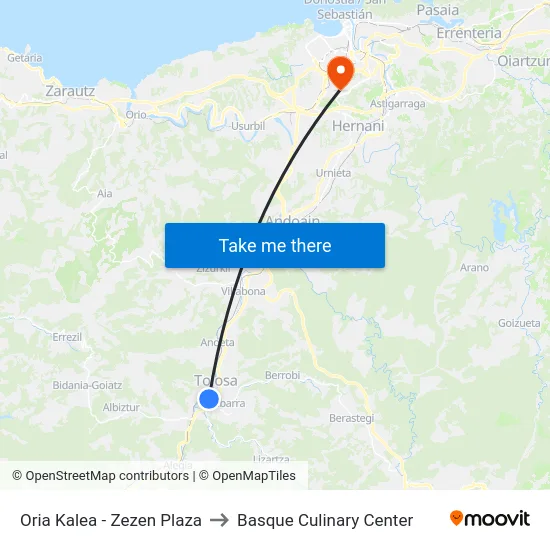 Oria Kalea - Zezen Plaza to Basque Culinary Center map