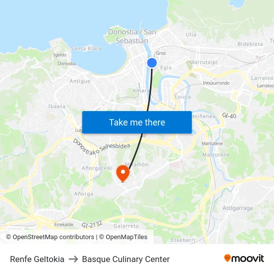 Renfe Geltokia to Basque Culinary Center map