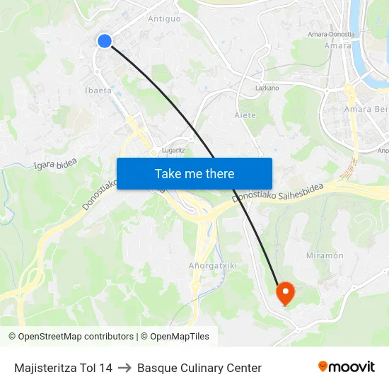Majisteritza Tol 14 to Basque Culinary Center map